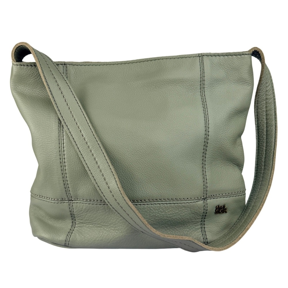 The Sak De Young Moss Green Pebbled Leather Slouchy Hobo Shoulder Bag 11856